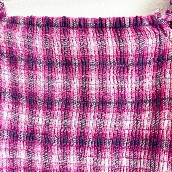 Free People Cherry Bomb Plaid Top Balloon Sleeve - Picture 9 of 10